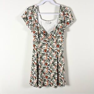 Abercrombie & Fitch Floral Babydoll Mini Dress Size Medium Ruched Milkmaid